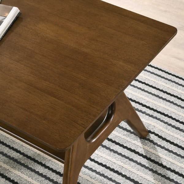 English Elm Arona Sculptural Okume Veneer Side Table with Open Shelf for Living Room or Bedroom T2574P531369