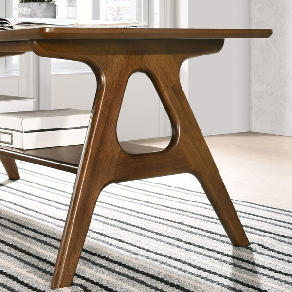 English Elm Arona Sculptural Okume Veneer Side Table with Open Shelf for Living Room or Bedroom T2574P531369