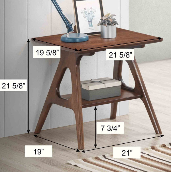 English Elm Arona Sculptural Okume Veneer Side Table with Open Shelf for Living Room or Bedroom T2574P531369