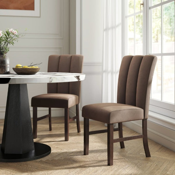 English Elm Strata Channel Tufted Velvet Dining Chairs Set of 2 with Espresso Rubberwood Legs T2574P556636