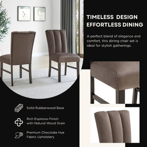 English Elm Strata Channel Tufted Velvet Dining Chairs Set of 2 with Espresso Rubberwood Legs T2574P556636