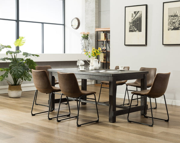 English Elm Lotusville Industrial Farmhouse Dining Set Seats Six with Faux Leather Upholstered Chairs T2574S00009