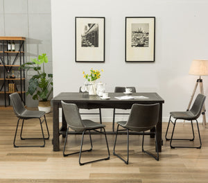 English Elm Lotusville Farmhouse 7 Piece Dining Set Weathered Wood Table with Gray Faux Leather Chairs T2574S00010