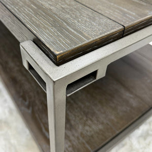 English Elm Corbeta Industrial Metal Oak Veneer 3 Piece Living Room Table Set with Casters T2574S00013