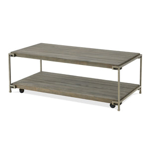 English Elm Corbeta Industrial Metal Oak Veneer 3 Piece Living Room Table Set with Casters T2574S00013