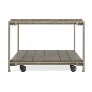 English Elm Corbeta Industrial Metal Oak Veneer 3 Piece Living Room Table Set with Casters T2574S00013