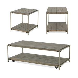 English Elm Corbeta Industrial Oak Veneer 3 Piece Living Room Coffee and End Table Set T2574S00014