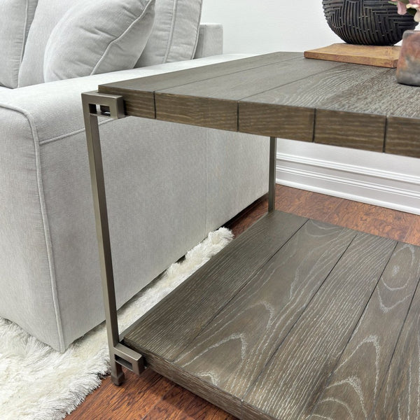 English Elm Corbeta Industrial Oak Veneer 3 Piece Living Room Coffee and End Table Set T2574S00014