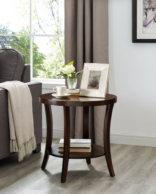 English Elm Perth 3 Piece Birch Veneer Living Room Set with Oval Table and Open Display Shelves T2574S00017