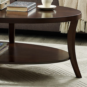English Elm Perth 3 Piece Birch Veneer Living Room Set with Oval Table and Open Display Shelves T2574S00017