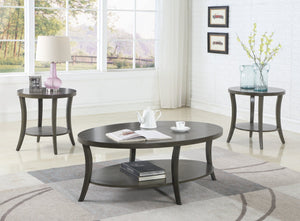 English Elm Perth Oval Birch Veneer 3 Piece Coffee Table Set with Open Shelves for Living Room T2574S00018
