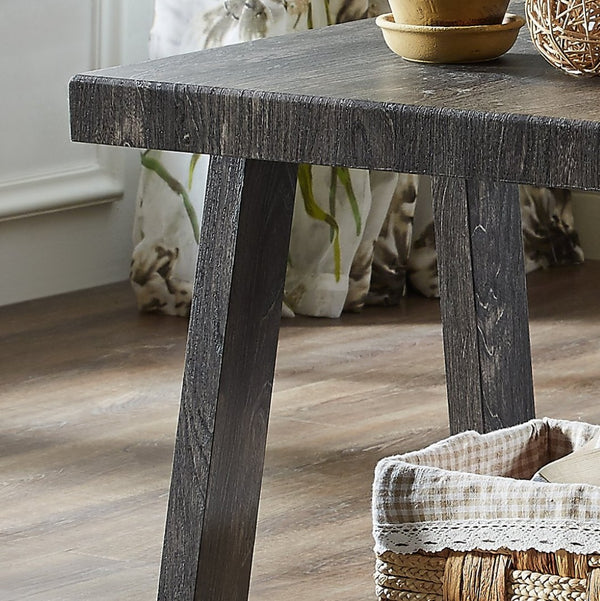 English Elm Athens 3 Piece Coffee Table Set with Sawhorse Legs and Shelved Charcoal Wood Design T2574S00021