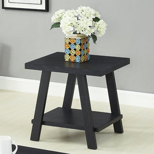 English Elm Athens Three Piece Living Room Coffee Set with Sawhorse Legs and Open Shelving Black T2574S00022