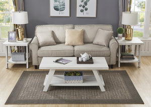 English Elm Athens 3 Piece Living Room Table Set with Open Shelf and Angled Leg Design White T2574S00023