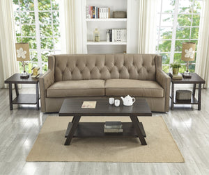 English Elm Athens 3 Piece Living Room Table Set with Open Shelf and Angled Leg Design Espresso T2574S00024