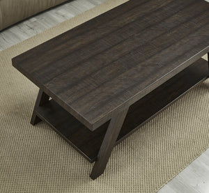 English Elm Athens 3 Piece Living Room Table Set with Open Shelf and Angled Leg Design Espresso T2574S00024