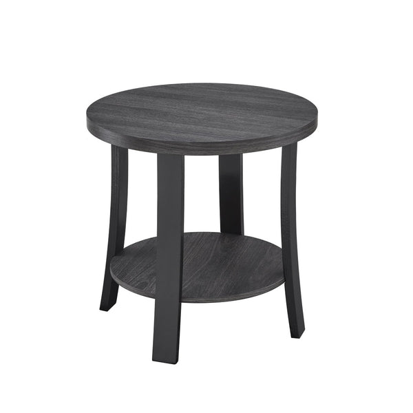English Elm Anze Oval Wood 3 Piece Living Room Coffee and End Table Set with Open Shelves Charcoal T2574S00028