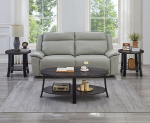 English Elm Anze Oval Wood 3 Piece Living Room Coffee and End Table Set with Open Shelves Charcoal T2574S00028