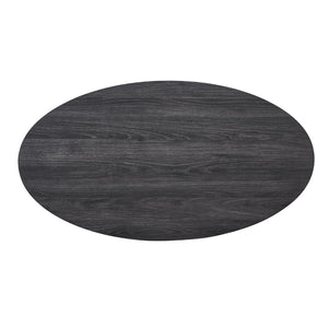 English Elm Anze Oval Wood 3 Piece Living Room Coffee and End Table Set with Open Shelves Charcoal T2574S00028