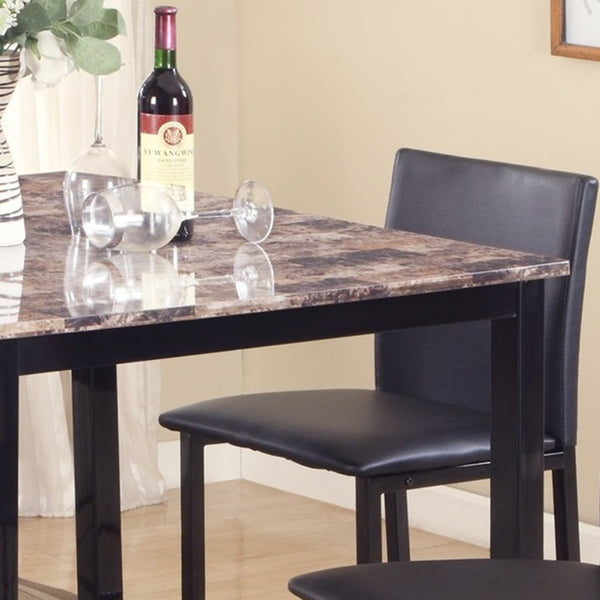 English Elm 5 Piece Counter Height Dinette Set Faux Marble Top Metal Frame Casual Dining T2574S00030