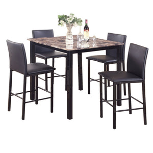 English Elm 5 Piece Counter Height Dinette Set Faux Marble Top Metal Frame Casual Dining T2574S00030