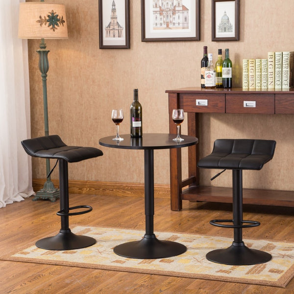 English Elm Belham Adjustable Round Bar Table Set with Swivel Bonded Leather Stools for Home T2574S00049