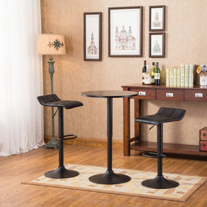 English Elm Belham Adjustable Round Bar Table Set with Swivel Bonded Leather Stools for Home T2574S00049