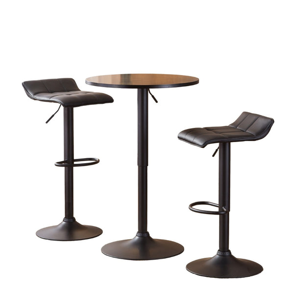 English Elm Belham Adjustable Round Bar Table Set with Swivel Bonded Leather Stools for Home T2574S00049