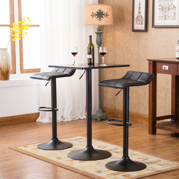 English Elm Belham Adjustable Bar Set with Swivel Stools Bonded Leather Seating for Game Rooms T2574S00050