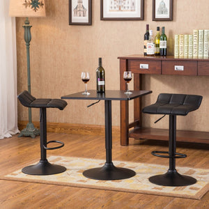 English Elm Belham Adjustable Bar Set with Swivel Stools Bonded Leather Seating for Game Rooms T2574S00050