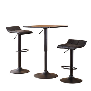 English Elm Belham Adjustable Bar Set with Swivel Stools Bonded Leather Seating for Game Rooms T2574S00050
