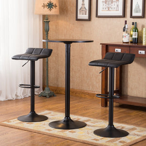 English Elm Belham Adjustable Height Round Bar Set with Swivel Stools and Bonded Leather Seats T2574S00051