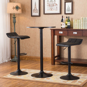 English Elm Belham Adjustable Height Round Bar Set with Swivel Stools and Bonded Leather Seats T2574S00051