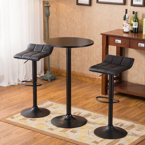 English Elm Belham Adjustable Height Round Bar Set with Swivel Stools and Bonded Leather Seats T2574S00051