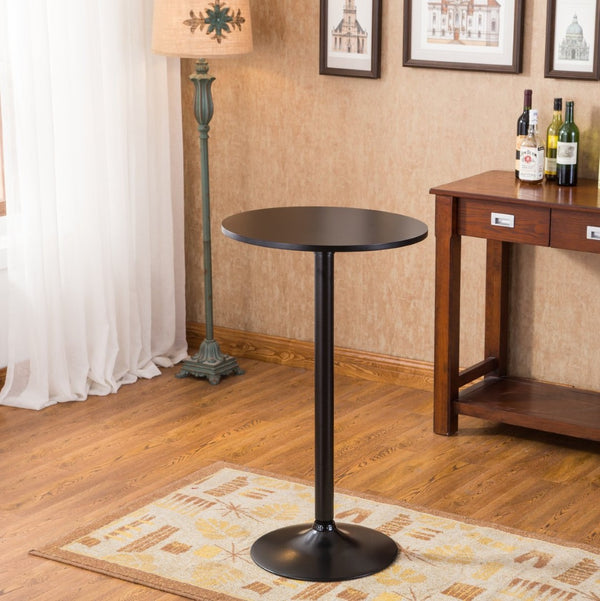 English Elm Belham Adjustable Height Round Bar Set with Swivel Stools and Bonded Leather Seats T2574S00051