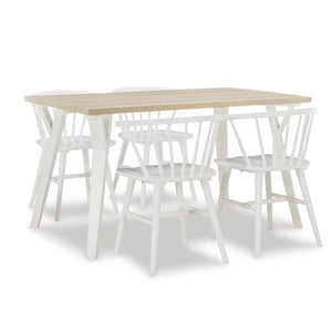 English Elm Roundhill Alwynn Two-tone Scandinavian Dining Set with Windsor Spindle Chairs Seats Six T2574S00056