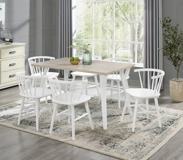 English Elm Alwynn Two-tone Melamine Wood Grain Table and Six Windsor Chair Dining Set T2574S00057