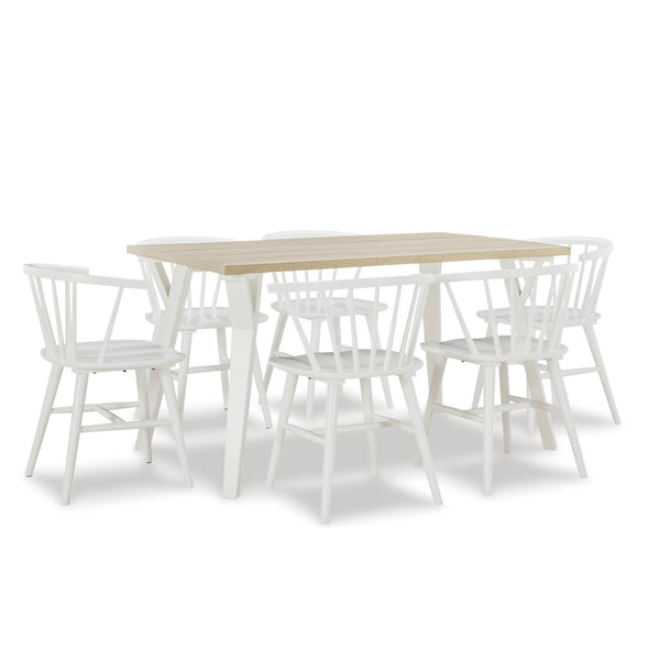 English Elm Alwynn Two-tone Melamine Wood Grain Table and Six Windsor Chair Dining Set T2574S00057