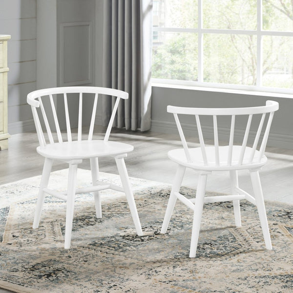 English Elm Edo Round Rubberwood Trestle Dining Set Seats Four Windsor Spindle Chairs White T2574S00058