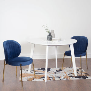 English Elm Amoa Glam Round Dining Set Velvet Chairs Gold Metal Frame Compact Nook Table T2574S00068