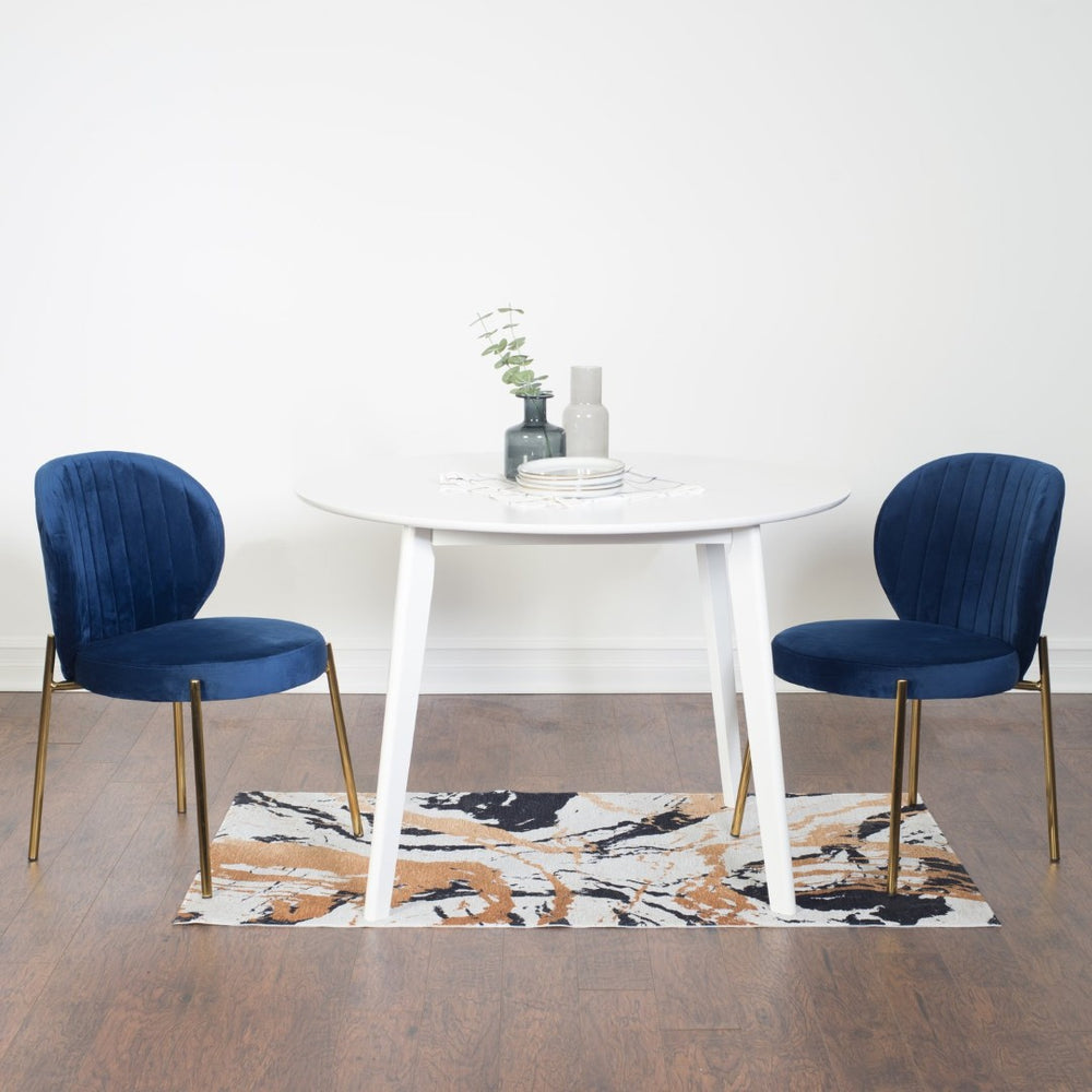 English Elm Amoa Glam Round Dining Set Velvet Chairs Gold Metal Frame Compact Nook Table T2574S00068