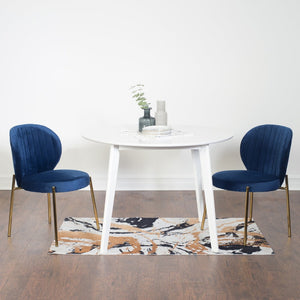 English Elm Amoa Glam Round Dining Set Velvet Chairs Gold Metal Frame Compact Nook Table T2574S00068