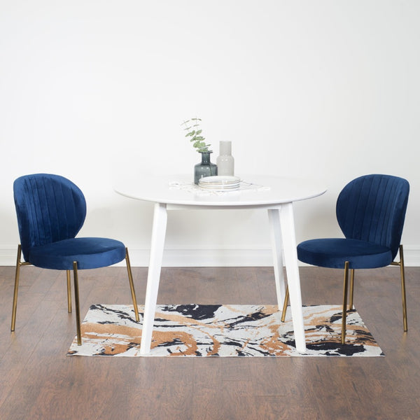 English Elm Amoa Glam Round Dining Set Velvet Chairs Gold Metal Frame Compact Nook Table T2574S00068