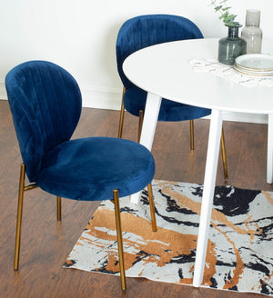 English Elm Amoa Glam Round Dining Set Velvet Chairs Gold Metal Frame Compact Nook Table T2574S00068