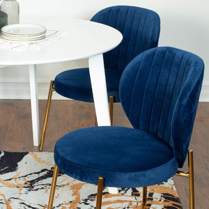 English Elm Amoa Glam Round Dining Set Velvet Chairs Gold Metal Frame Compact Nook Table T2574S00068