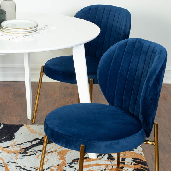 English Elm Amoa Glam Round Dining Set Velvet Chairs Gold Metal Frame Compact Nook Table T2574S00068