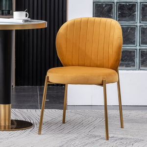 English Elm Amoa Glam Round Dining Set with Velvet Chairs Gold Metal Frames for Small Spaces T2574S00070