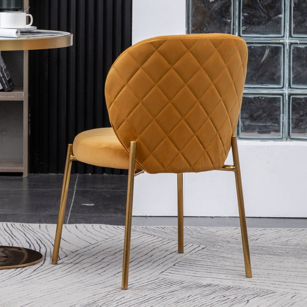 English Elm Amoa Glam Round Dining Set with Velvet Chairs Gold Metal Frames for Small Spaces T2574S00070