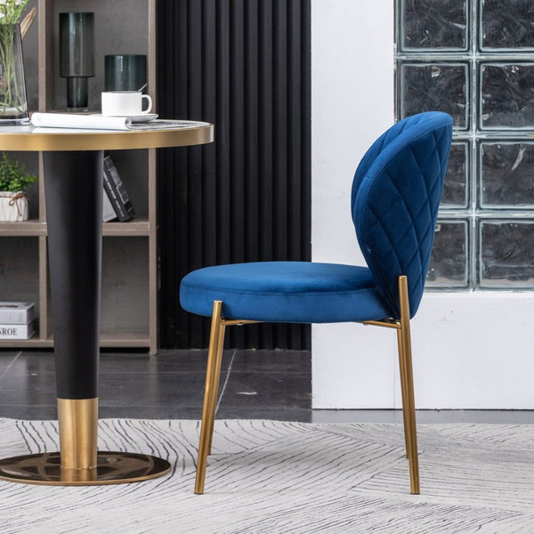 English Elm Amoa Glam Round Dining Set Velvet Chairs Gold Frames White Table Seats Four T2574S00074