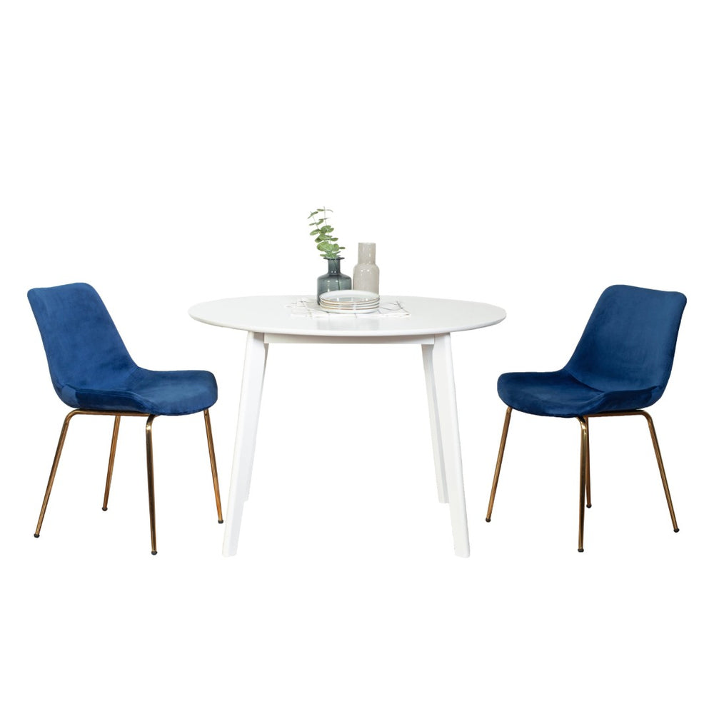 English Elm Aufurr Round Velvet Dining Set with Gold Legs for Small Breakfast Nook Spaces T2574S00076